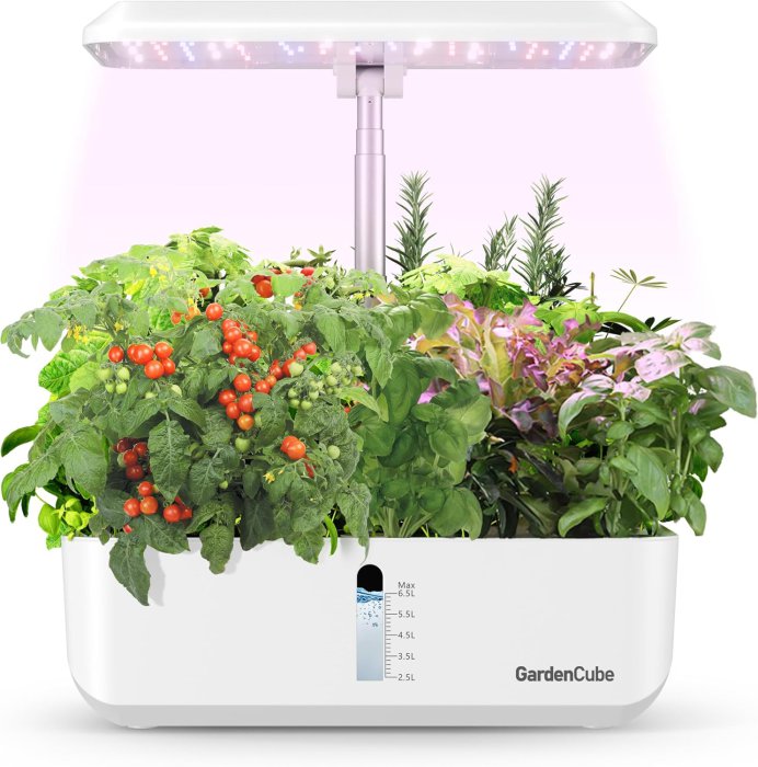 GARDENCUBE 12-Pod Hydroponic Indoor Herb Garden Kit with Grow Light
