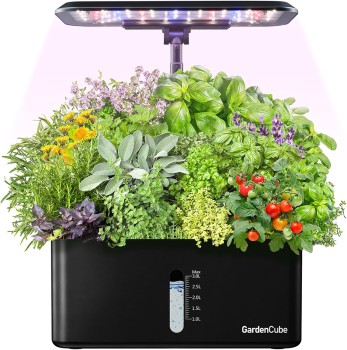 GARDENCUBE Indoor Hydroponic Herb Garden Kit with LED Grow Light